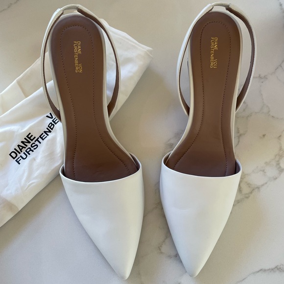 Diane Von Furstenberg Shoes - Diane Von Furstenberg White Mortelle Leather Heels